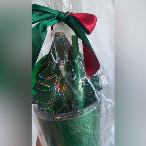 Starbucks Holiday Gift Set Green Glitter Cup Straw Cold Brew Logo - Picture 8 of 8